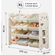 XL Children's Toy Storage Rack 8 Small Boxes 6 Large Boxes 105x85x33 cm Cream Color