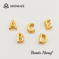 ❁[TERMURAH DI SHOPEE] MOMAS Masdora Bead Huruf Emas 916 Beads Alphabets 3D Masdora Bead Huruf Emas 916 Charms 916