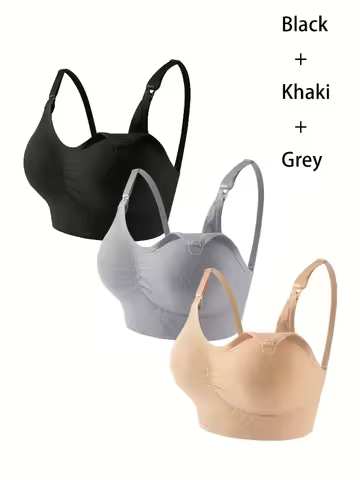 3 PCS Set Breathable Front Open Nursing Bra Maternity Underwear Pregnancy Bra Full Cup Wireless Comf