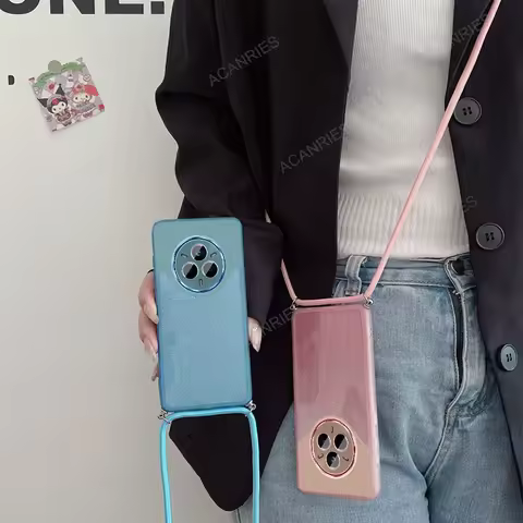 For Oppo Realme 14 13 Pro Plus 14T 5G Funda Luxury Crossbody Lanyard Candy Color Glitter Clear Silic