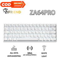 ZIFRIEND ZA64PRO Mechanical Keyboard Computer Wireless Gaming Keyboard 3PIN Hot Swappable White Ligh