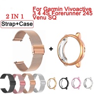 For Garmin Vivoactive 3 4 4S Stainless Steel Watchband With Shell For Venu SQ Band Forerunner 245 Protective Case+ Metal Strap