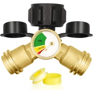 Propane Tank Splitter with Gauge, Propane Splitter 2 Way for 5-40lb Tank, Propane Y Splitter Adapter