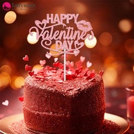 Ladysasa Valentine's Day Red Cake Topper Inserts Golden Glitter Dessert Baking Supplies Bakeware Fes