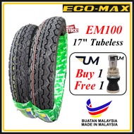 ECO-MAX TAYAR EM100 TUBELESS 70/90-17 80/90-17 TYRE MOTOSIKAL TT100 DUNLOP BUNGA TT TIRE MOTORCYCLE 