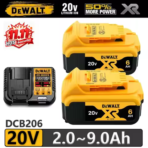 DeWalt 20V MAX 6Ah Battery and Charger Kit, 5.0Ah 9.0Ah XR DCB206 For Dewalt 20V power tools Greater