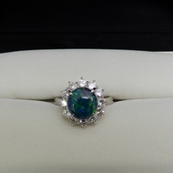 (253) Direct from Japan natural black opal ring 3ct diamond 1.54ct PT900 high-end atmosphere