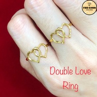 Yee Chin 916 Gold Ring Double Love Bajet Tulen/Gold 916 Ring