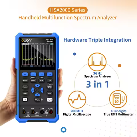 OWON 3in1 Handheld Spectrum Analyzer Oscilloscope Diaital Multimeter HSA2320 HSA2307 9kHz-3GHz 70/10