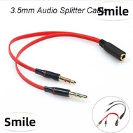 SMILE 3.5mm Jack 1 Female To 2 Male Earphone Microphone Splitter Durable Universal Useful Audio Cable