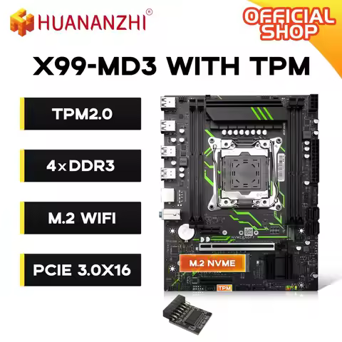 HUANANZHI X99-MD3 Motherboard With TPM2.0 LGA2011-3 Intel Xeon E5 DDR3 128GB Dual M2 NVME USB3 ATX