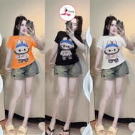 Women's Slim Fit T-shirt [Code B78] Flattering Form Under 60kg, Cotton Trend Design [LBB GREEN HAT]