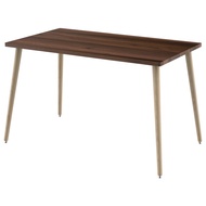 (組合) 特力屋 萊特長型桌板胡桃木色+實木桌腳橡木色