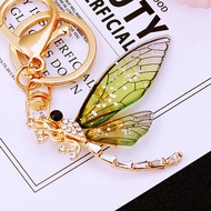 Low Price Spike Pastoral Dragonfly Insect Car Keychain Metal Cute Female Bag Pendant Key Chain Ring 