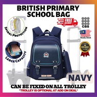 CBS British Style Trolley School Bag Primary School Bag Trolley Rolling Backpack Beg Sekolah Roda Beg Sekolah Rendah