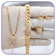 1 set perhiasan titanium wanita dewasa lapis emas 24k anti karat lengkap fashion cantik tidak luntur