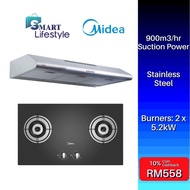 Midea Cooker Hood MCH-90F49SS + Built-in Glass Hob MGH-76Q60B