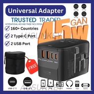 45W Worldwide Universal Adapter International Travel Adapter Charger Plug Surge Protector Lock