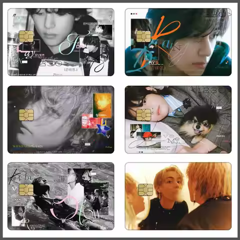 Kim Tae Hyung V Korean Singer Card Stickers Sticker Decal 4pcs PVC Credit Card Skins Removable Self-