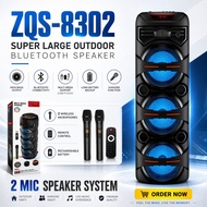 ZQS 8302 Bluetooth Speaker 3x8 Inch Super Bass 400W RGB Party Speaker Wireless Mic Remote USB AUX Po