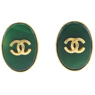 【日本直送】香奈兒 CHANEL COCO 標誌 耳環 Vintage 鍍金 綠色 x 金色 約 18.72g 女性【二手】