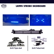 Federal Police Car Dashboard Grill LED Light Package, Flashing Signal, Ion Blue biru