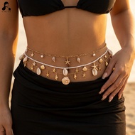3 PCS Chunky Gold Belly Chain Set Large Shell Pearl Baddie Waist Jewelry