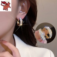 gold earrings 18k pawnable legit full diamond hoop earrings women's luxury design exquisite fashion jewelry