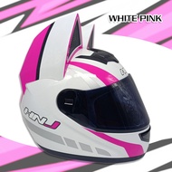 HNJ Motorcycle Multicolor Cat Ear Tinted Visor Full Face Helmet Riding Safety Helmets HNJ-902 Cat WD