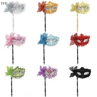 (FTT) Masquerade Mask with Holding Stick, Venetian Half Face Mask for Women NEW