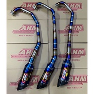 EXHAUST TITANIUM AHM M3 RACING 32MM Y15 LC135 RS150 EXHAUST MANIFOLD MUFFLER AHM TITANIUM SET