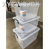 【new】✉◎❡Abbaware Clear Storage Box Transparent/ (30L/50L/80L) Kotak Simpanan roda/Storage Box with wheels/ Storage conta