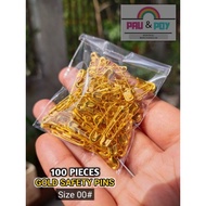 100 PCS Gold Safety Pins or Pardible in Gold ( Size 00# )