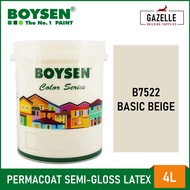 Boysen Permacoat Semi-Gloss Latex Basic Beige B7522 Acrylic Latex Paint - 4L GQZ