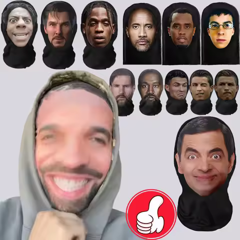 3D Printed Celebrity Realistic Face Mask Stretch Mesh Full Face Mask Men Role Play Headdress Hip Hop