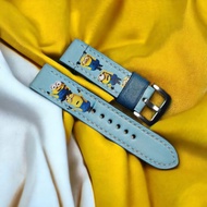 LEATHER STRAP WATCH BLUE MINION 20MM/ 22MM/ 24MM LEATHER WATCH STRAP/