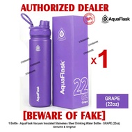 AQUAFLASK 22oz PURPLE GRAPE Aqua Flask Wide Mouth with Flip Cap Spout Lid Flexible Cap Vacuum Insulated Stainless Steel Drinking Water Bottle Bottles or Tumbler Tumblers Authentic - 1 Bottle