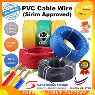 100% Pure Copper Cable Wire 1.5MM 2.5MM 4.0MM PVC Cable Wire Pure Copper SIRIM APPROVED & NON SIRIM