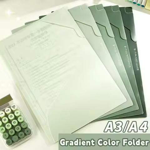 5PCS/Set A3/A4 File Folder Gradient Color Waterproof Contract Folder Thickened Document Organizer Do