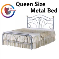 QUEEN SIZE METAL BED FRAME IN WHITE / BLACK / SILVER COLOUR