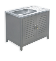 Global House ADVANCED ตู้พร้อมซิงค์ล้างจานสเตนเลส 1 หลุมมีที่พัก 89x61x80 ซม. CAV-9060 MB2 สีเทา รับ