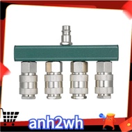 【A-NH】1 Piece Air Compressor Splitter  4-Way Straight Air Manifold Air Hose Fittings with 4 Couplers &amp; 1/4Inch NPT Plug 1/4Inch NPT Air Fitting Coupler