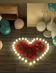 車尾箱佈置 可即日交收 電子蠟燭 電子燈 仿真花瓣 周年紀念日 求婚 生日 佈置 氣球 汽球 birthday anniversary balloon decoration