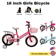 16 inch Girls Minimal Bicycle 4 Wheels 1607A Basikal Perempuan Budak sesuai untuk Umur 4 to 6 with T