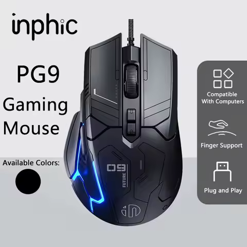 Inphic PG9 wired gaming mouse 6 buttons 75g lightweight design comfortable to use for e-sports 12800