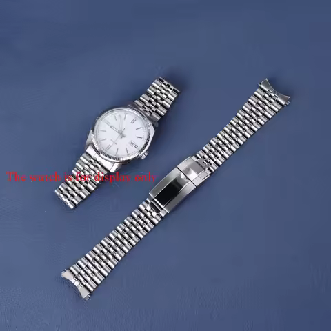 Rolamy 20mm Jubilee Hollow Endband with Oyster Deployment Clasp Stainless Steel Watch Band For Casio