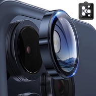 เหล็กโลหะผสมไททาเนียมกันรอยเลนส์กล้องถ่ายรูปสีใหม่สำหรับ iPhone 15 14 13 Pro Max Plus 9H ฝาครอบกล้องกระจกเทมเปอร์