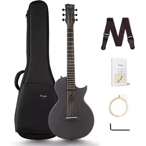 Enya Nova Go Carbon Fiber Travel Acoustic Guitar 1/2 Size Lightweight Moisture-Proof Guitar for Adul
