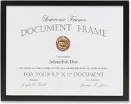 Lawrence Frames Black Wood Certificate Picture Frame, Gallery Collection, 8-1/2 by 11-Inch