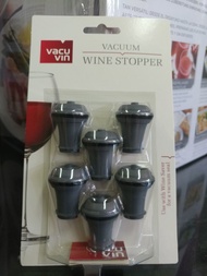 VACU VIN VACUUM WINE STOPPERS GREY SET OF 6